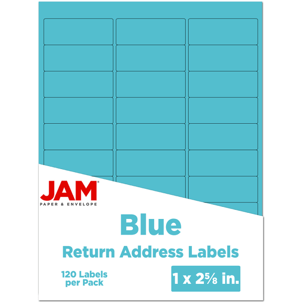 JAM Paper Mailing Address Labels, Rectangle, 2 5/8in x 1in, Blue, Pack Of 120