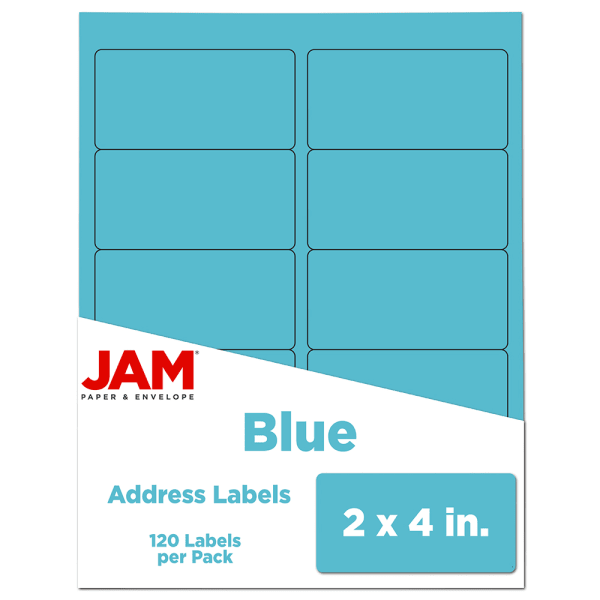 JAM Paper Mailing Address Labels, Rectangle, 2in x 4in, Blue, Pack Of 120