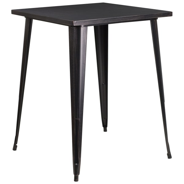 Flash Furniture Commercial Grade 31.5in Square Metal Indoor-Outdoor Bar Height Table, Black-Antique Gold