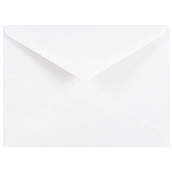 JAM Paper Booklet Envelopes, #4 Bar (A1), V-Flap, Gummed Seal, White, Pack Of 25