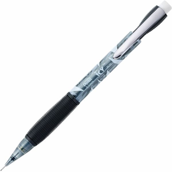 Pentel Icy Mechanical Pencils, #2 Lead, Fine Point, 0.5 mm, Black Barrel, Pack Of 12