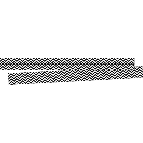Barker Creek Double-Sided Straight-Edge Border Strips, 3in x 35in, Chevron Black, Pack Of 12