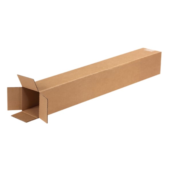 Partners Brand Tall Corrugated Boxes, 4in x 4in x 28in, Kraft, Bundle of 25