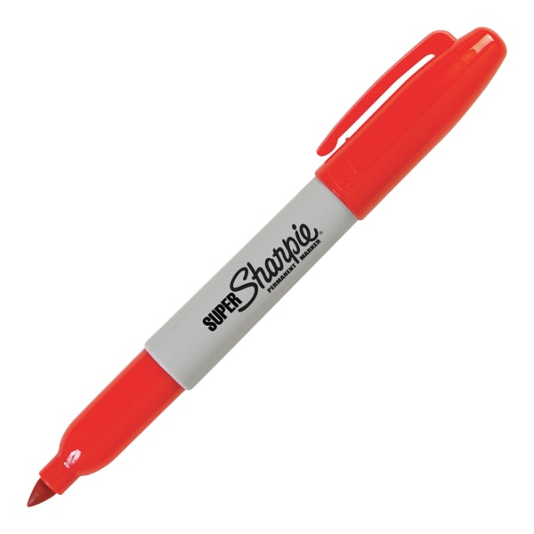 Sharpie Super Permanent Marker, Fine Point, Red Ink