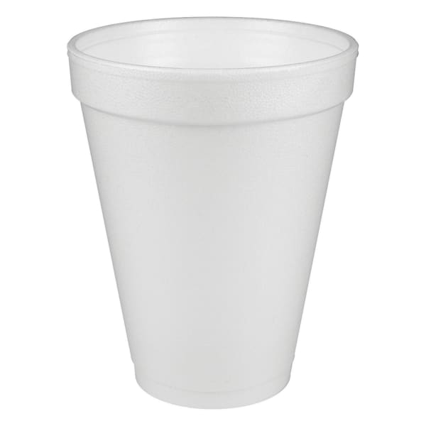 Dart Insulated Foam Drinking Cups, White, 12 Oz, Box Of 1,000, DCC12J12