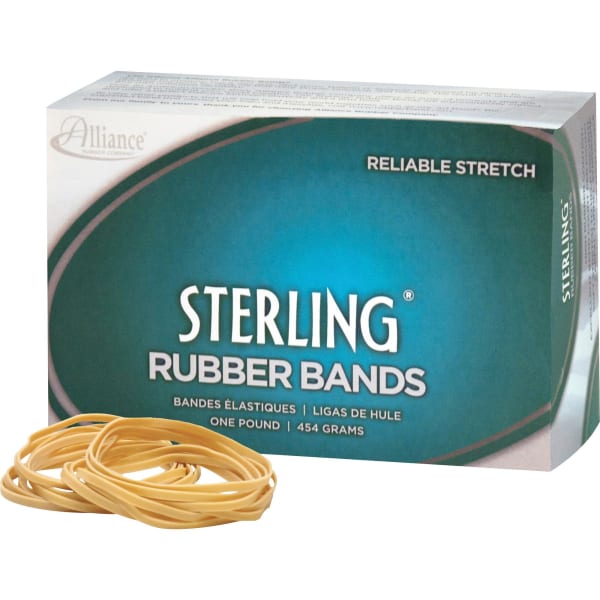 Alliance Rubber 24165 Sterling Rubber Bands, Size #16, 7/8in x 1/16in, Natural Crepe, Approximately 2300 Bands
