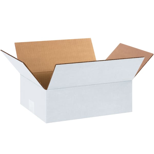 Partners Brand White Corrugated Boxes 12in x 9in x 4in, Bundle of 25