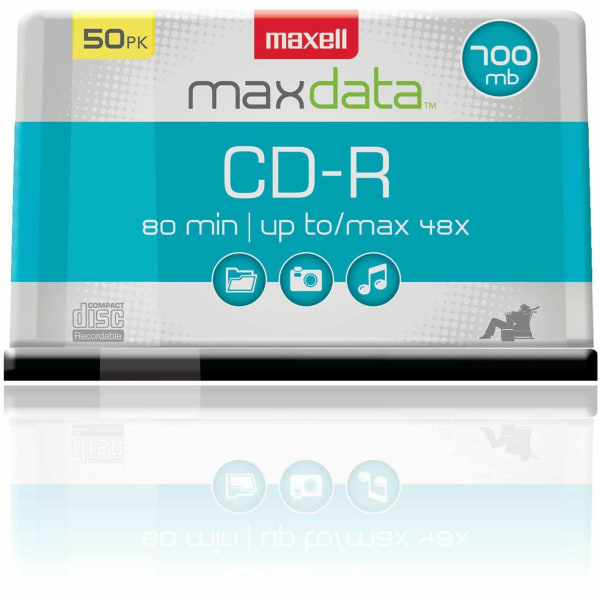 Maxell CD-R Media Spindle, 700MB/80 Minutes, Pack Of 50
