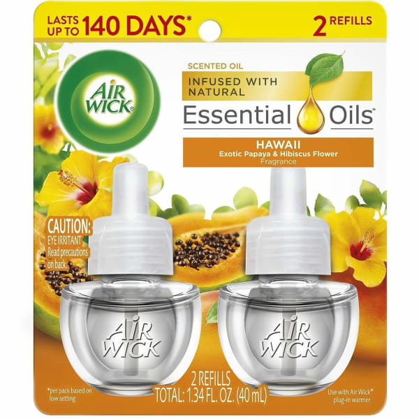 Air Wick Papaya Scented Oil - Oil - 0.7 fl oz (0 quart) - Hawaii Exotic Papaya, Hibiscus Flower - 60 Day - 2 / Pack