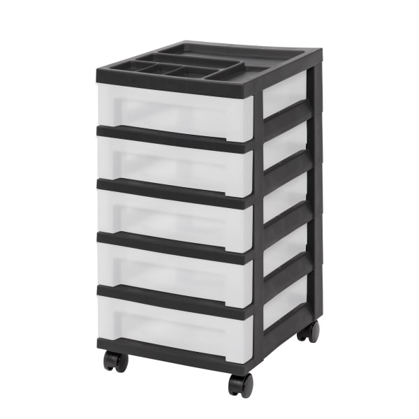 Iris Mini Chest, 5 Drawers, 27 Qt, Black