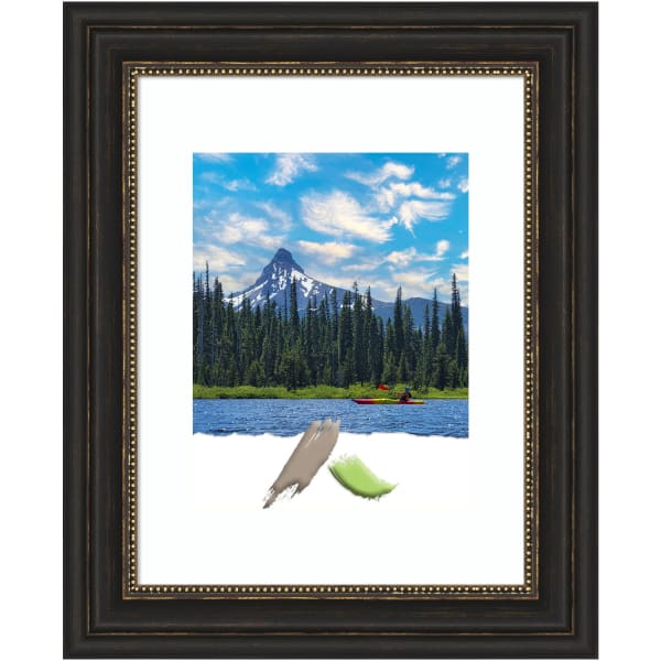 Amanti Art Rectangular Narrow Picture Frame, 15in x 18in With Mat, Accent Bronze