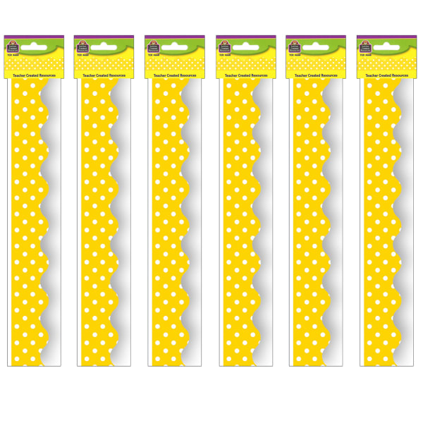 Teacher Created Resources Border Trim, Yellow Mini Polka Dots, 35ft Per Pack, Set Of 6 Packs