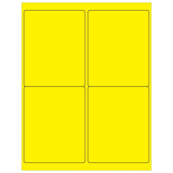 Tape Logic Permanent Labels, LL181YE, Rectangle, 4in x 5in, Fluorescent Yellow, Case Of 400