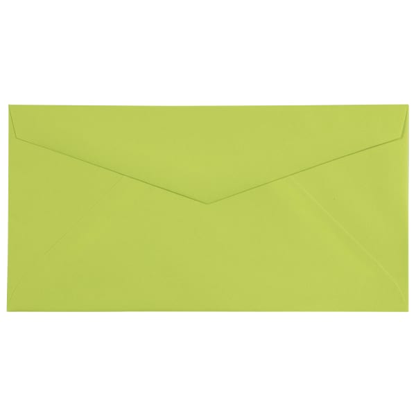 JAM Paper Booklet Envelopes, #7 3/4 Monarch, Straight Flap, Gummed Seal, Lime Green, Pack Of 25