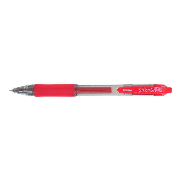 Zebra Pen SARASA X20 Retractable Gel Pens, Pack Of 12, Fine Point, 0.5 mm, Transparent Red Barrel, Red Ink