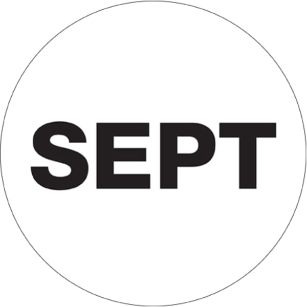 Tape Logic White - "SEPT" Months of the Year Labels 1in, DL6731, Roll of 500