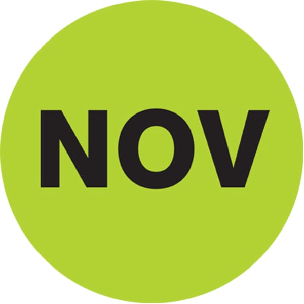 Tape Logic Green - "NOV" Months of the Year Labels 1in, DL6733, Roll of 500