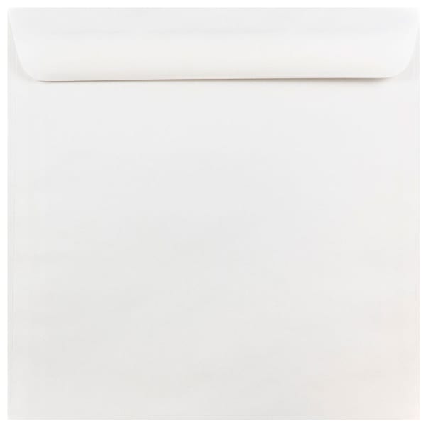 JAM Paper Square Invitation Envelopes, 10in x 10in, Gummed Seal, White, Pack Of 25