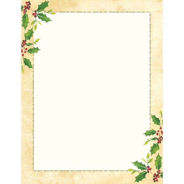 Great Papers! Falling Holly Holiday Letterhead, 8.5in x 11in, Inkjet and Laser Printer Compatible, 80 count