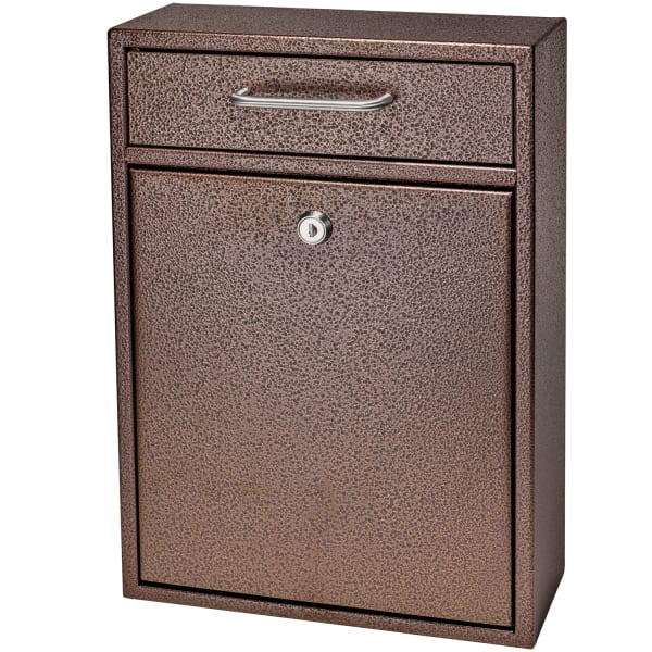 Mail Boss Locking Security Drop Box, 16 1/4inH x 11 1/4inW x 4 3/4inD, Bronze