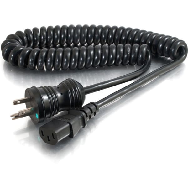 C2G 4ft 18 AWG Coiled Hospital Grade Power Cord (NEMA 5-15P to IEC320C13) - Black - Power cable - IEC 60320 C13 to NEMA 5-15 (M) - 4 ft - coiled - black