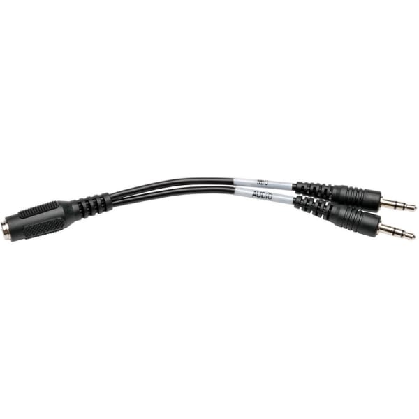 Eaton Tripp Lite Series 3.5 mm 4-Position to 3.5 mm 3-Position Audio Headset Splitter Adapter Cable (F/2xM), 6 in. (15.2 cm) - Headphones splitter - mini-phone stereo 3.5 mm male to 4-pole mini jack female - 5.9 in - black