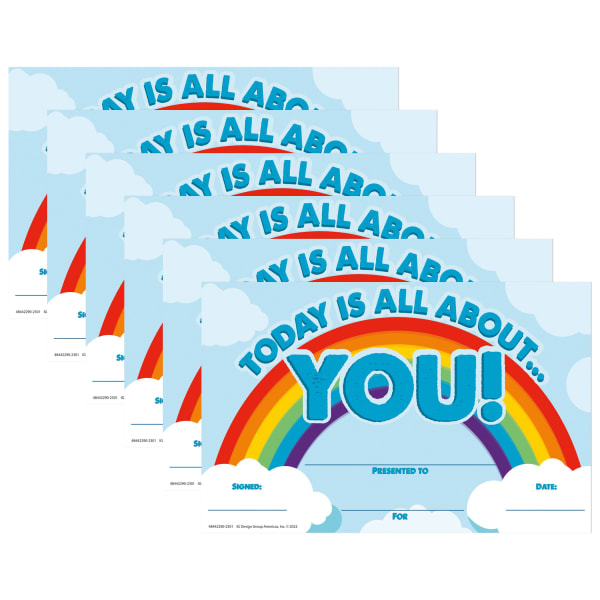 Eureka Recognition Award, Today Is All About You, 36 Per Pack, Set Of 6 Packs