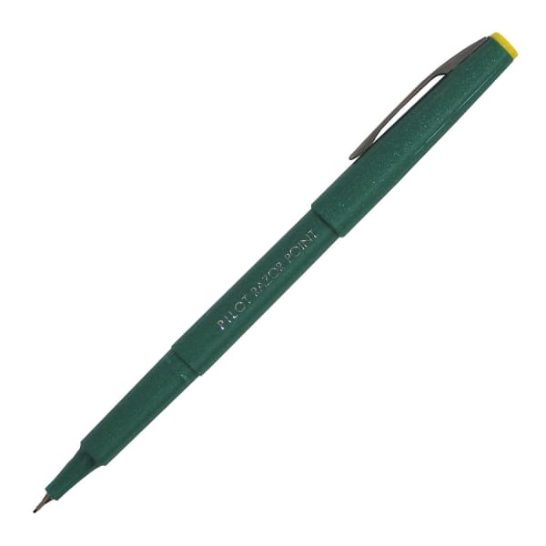 Pilot Razor Point Pens, Extra-Fine Point, 0.3 mm, Green Barrel, Green Ink, Pack Of 12 Pens
