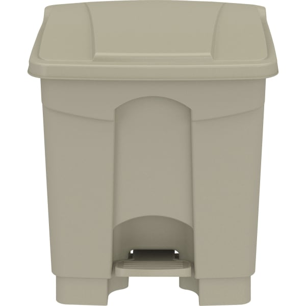 Safco Plastic Step-on Waste Receptacle - 8 gal Capacity - Easy to Clean, Foot Pedal, Lightweight - 17.3in Height x 16in Width x 16in Depth - Plastic - Tan - 1 / Carton