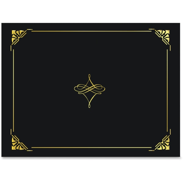 Geographics Letter Recycled Certificate Holder - 8 1/2in x 11in - Black, Gold - 30% Recycled - 5 / Pack