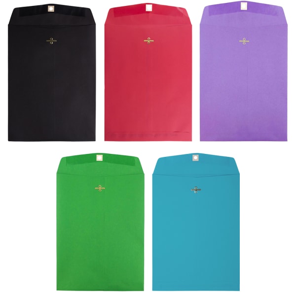 JAM Paper Open-End 9in x 12in Catalog Envelopes, Clasp Closure, Assorted, Pack Of 50