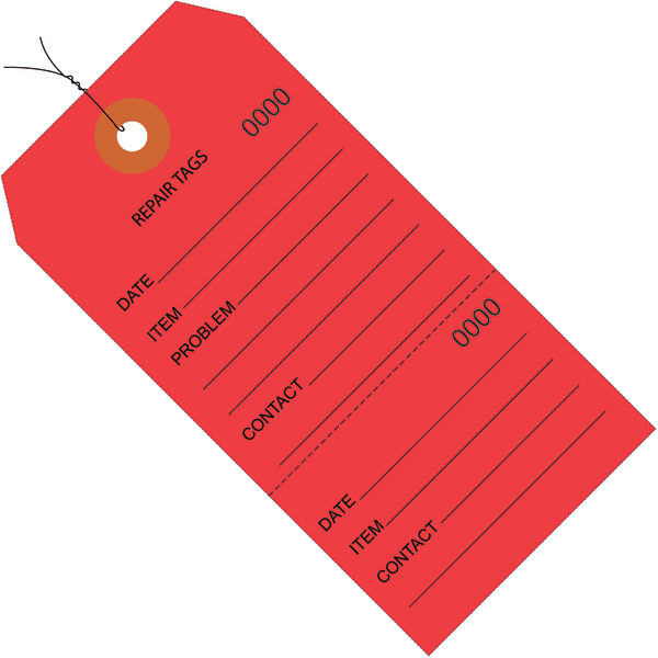 Partners Brand Prewired Repair Tags, 4 3/4in x 2 3/8in, 100% Recycled, Red, Case Of 1,000