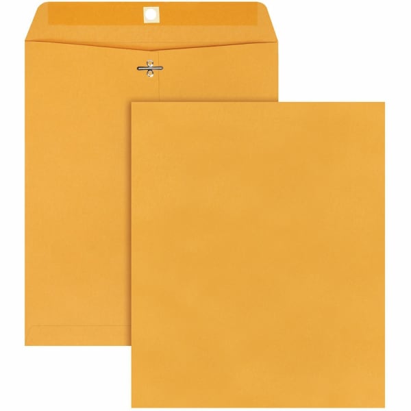 Quality Park Gummed Kraft Clasp Envelopes - Clasp - #95 - 10in Width x 12in Length - 28 lb - Gummed - Kraft - 100 / Box - Kraft
