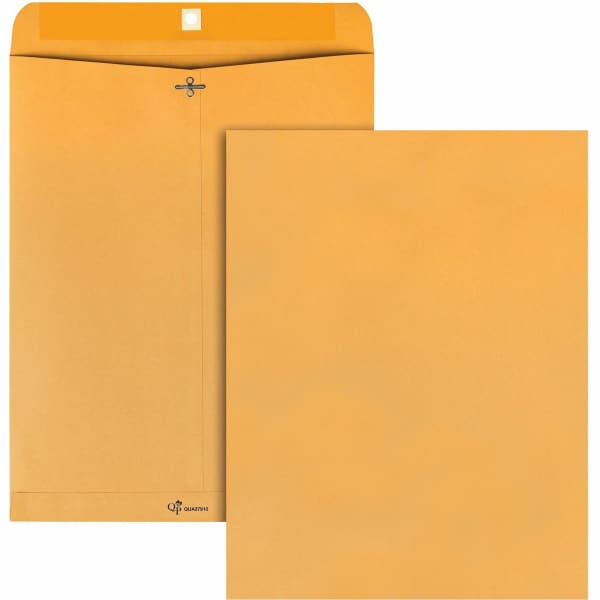 Quality Park Envelope, 28 Lb, Gummed Seal, Kraft Brown, Box Of 100