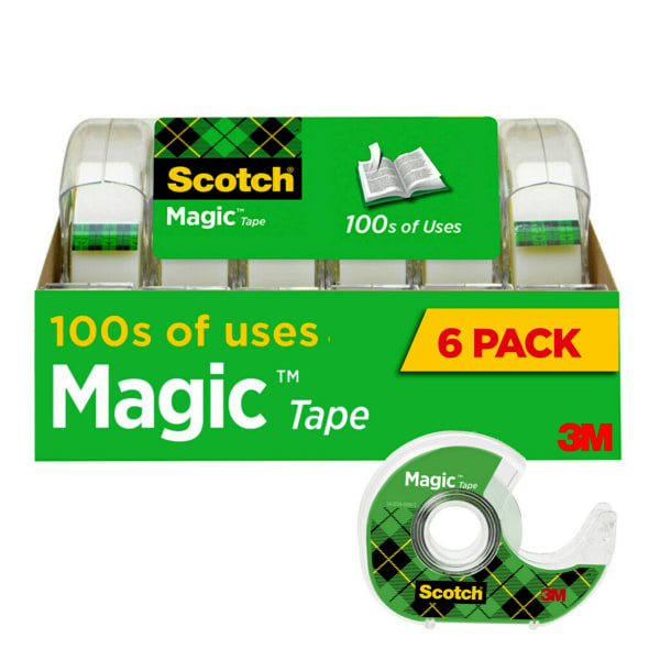 Scotch Magic Tape, Invisible, 6 Tape Rolls with Dispensers, 3/4 in x 650 in, Home Office Supplies and School Supplies for College and Classrooms