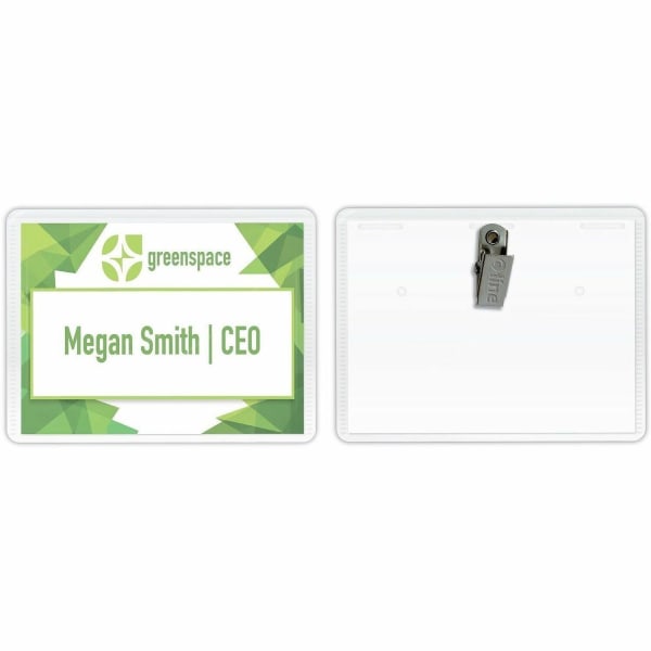 C-Line Sealed Clip Style Badge Holder Kit, Top Loading, 2 1/4in x 3 1/2in, Pack Of 50