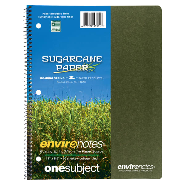 Roaring Spring Environotes College Ruled 1 Subject Recycled Spiral Notebook - 70 Sheets - 140 Pages - 0
