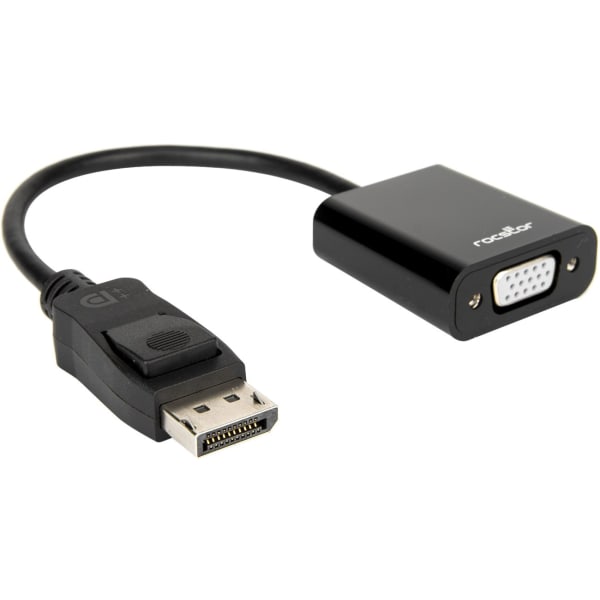 Rocstor DisplayPort to VGA Video Adapter Converter - Cable Length: 5.9in - 5.90in DisplayPort/VGA Video Cable for Video Device, Desktop Computer, Notebook, Projector, Monitor, HDTV - First End: 1 x DisplayPort Male Video - Second End: 1 x HD-15 Female VGA