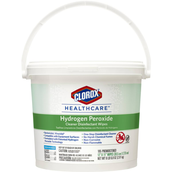 Clorox Healthcare Hydrogen Peroxide Disinfecting Wipes, 11in x 12in, Canister Of 185 Wipes