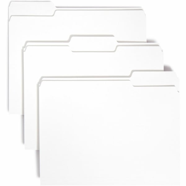 Smead Colored 1/3 Tab Cut Letter Recycled Top Tab File Folder - 8 1/2in x 11in - Top Tab Location - Assorted Position Tab Position - White - 10% - 100 / Box