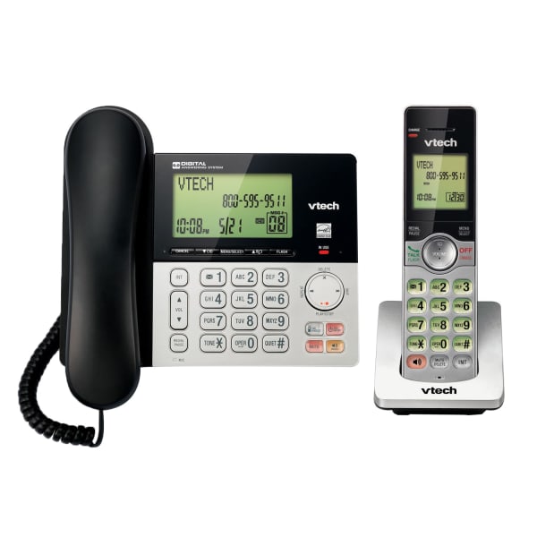 VTech CS6949 DECT 6.0 Standard Phone - Black, Silver - 1 x Phone Line - Speakerphone - Answering Machine - Hearing Aid Compatible