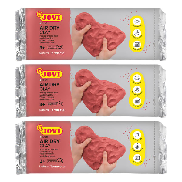 JOVI Air Dry Clay, Terracotta, 1.1lb Bar, Pack Of 3