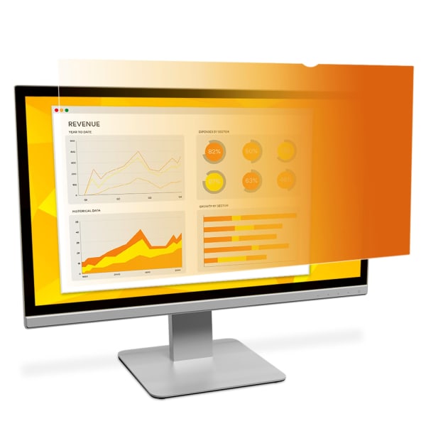 3M Gold Privacy Filter Screen for Monitors, 22in Full Screen, 16:10 Aspect Ratio, Reduces Blue Light