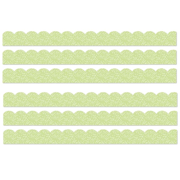 Carson Dellosa Education Scalloped Border, Crafty and Cool Light Green with Dots, 39 Feet Per Pack, Set Of 6 Packs