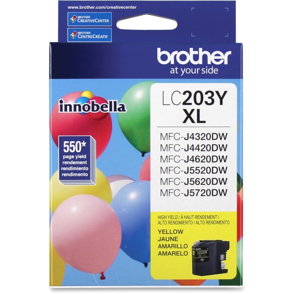 Brother LC203 Yellow High-Yield Ink Cartridge, LC203Y