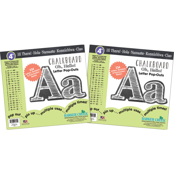 Barker Creek Letter Pop-Outs, 4in, Chalkboard, Pack Of 468