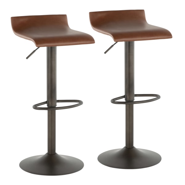 LumiSource Ale Bar Stools, Brown Seat/Antique Frame, Set of 2 Stools