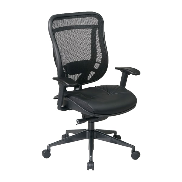 Office Star Space 818A Executive Bonded Leather High-Back Chair, Black/Gunmetal