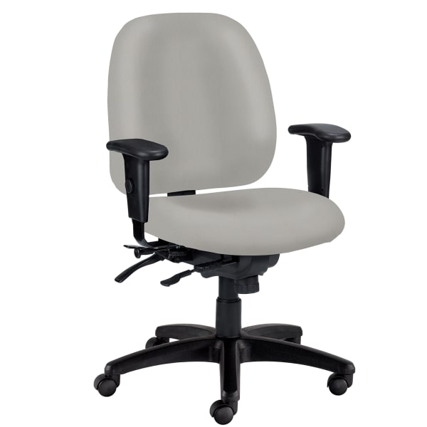 WorkPro 4X4 498SL Ergonomic Antimicrobial Vinyl Low-Back Multi-Function Task Chair, Gray/Black