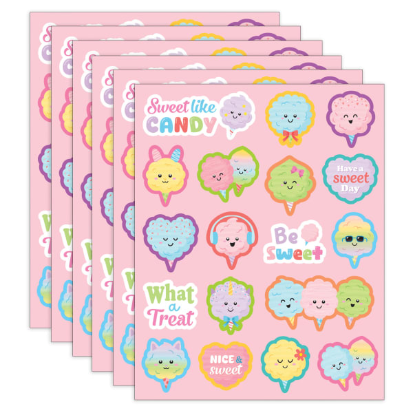 Teacher Created Resources Smelly Stickers, Cotton Candy, 108 Per Pack, Set Of 6 Packs